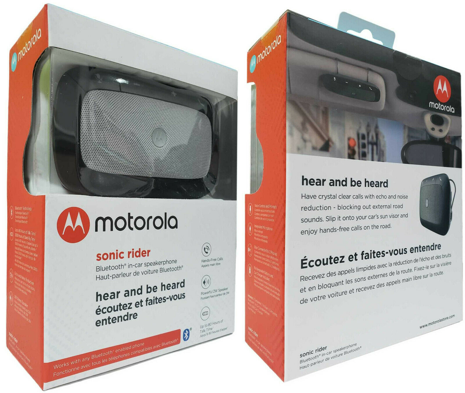 Motorola Sonic Rider Tx550 Bluetooth Wireless In-car Speakerphone 80 Hours Talk