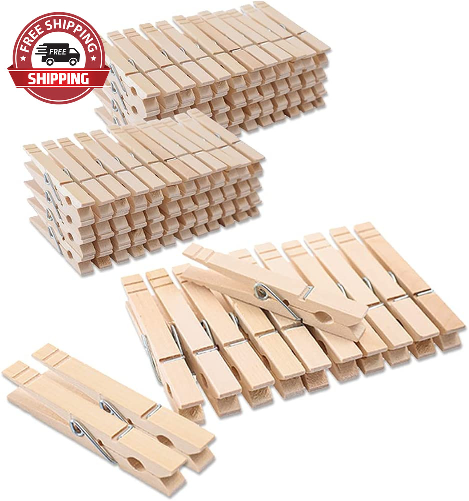 Clothes Pins Wood For Hanging Clothes,3.5 Inch【100pcs】 Heavy Duty Wooden Clothes