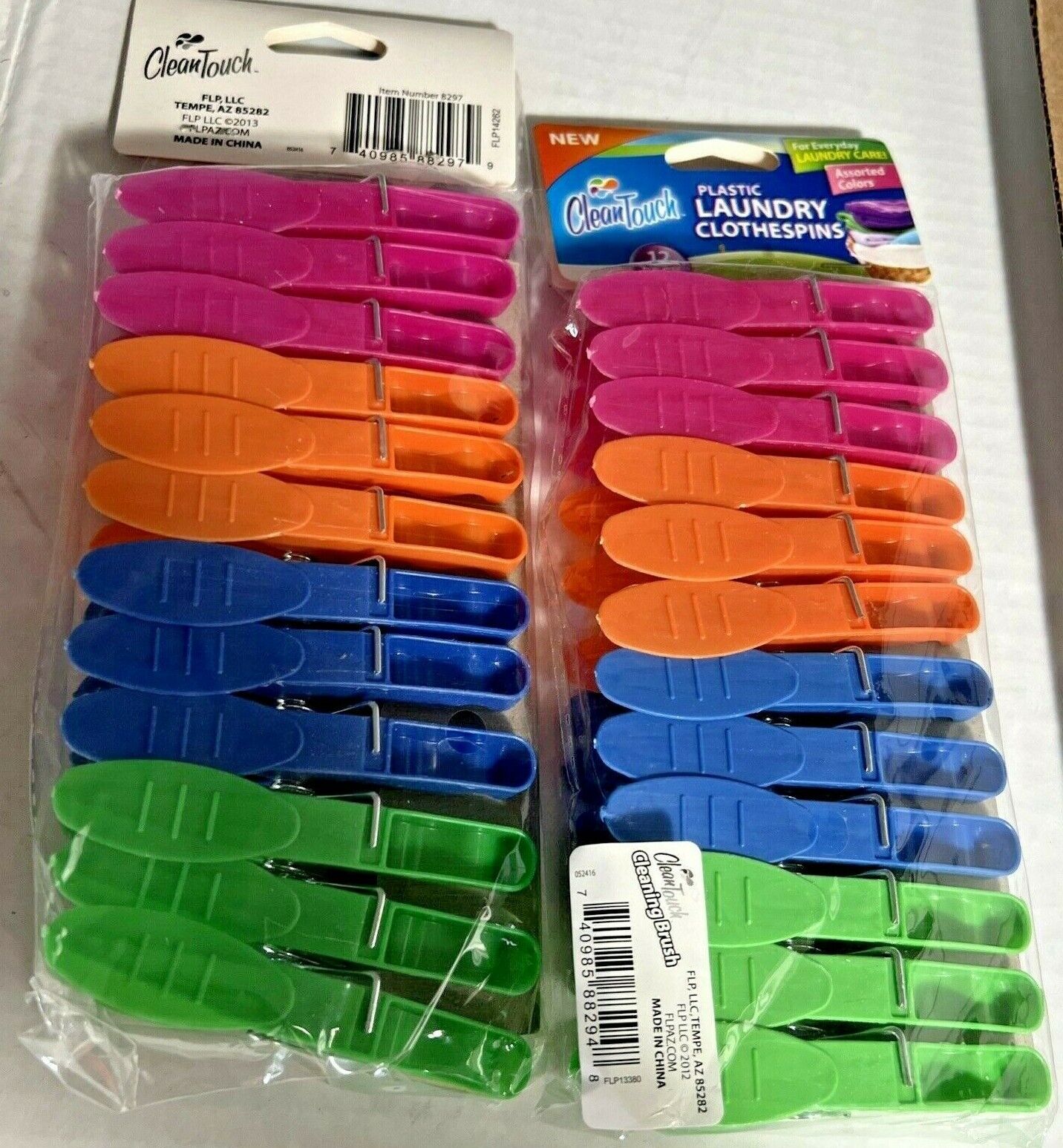 Clean Touch Plastic Laundry Color Clothespins 24 Pegs 3 1/4 Inch