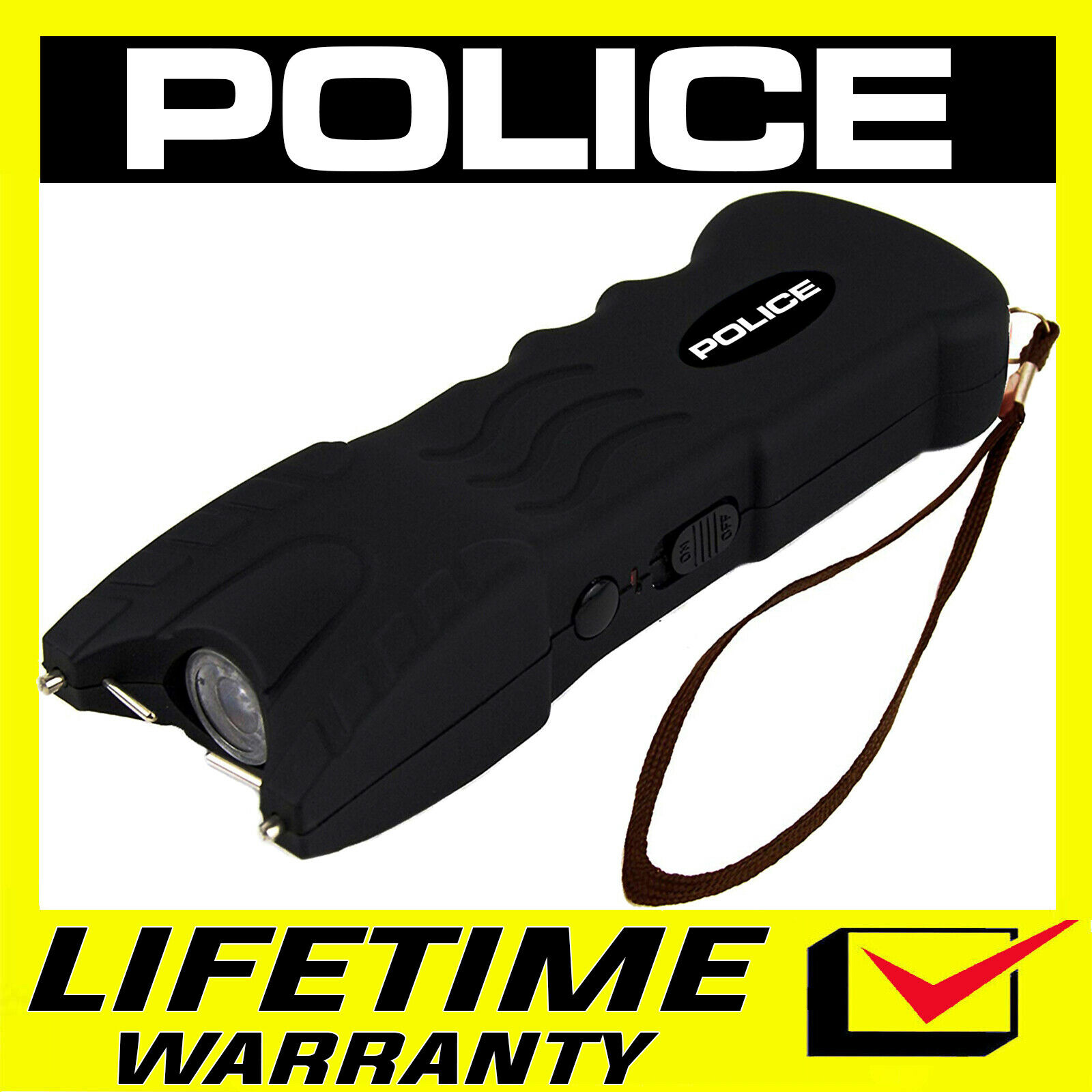 Police Stun Gun 916 650 Bv Max Voltage Rechargeable Led Flashlight - Black