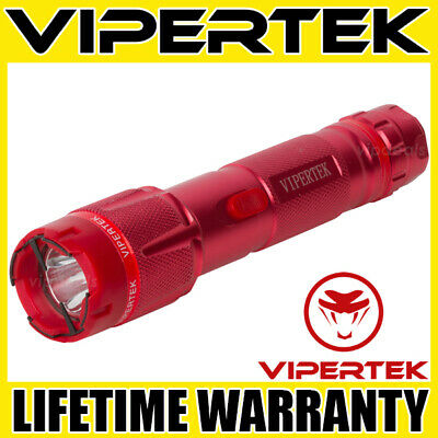 Vipertek Stun Gun Vts-t03 Red 500 Bv Metal Rechargeable Led Flashlight