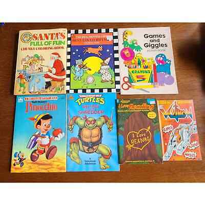 Lot Of (7) Vintage Children's Coloring Books 1980's-1990