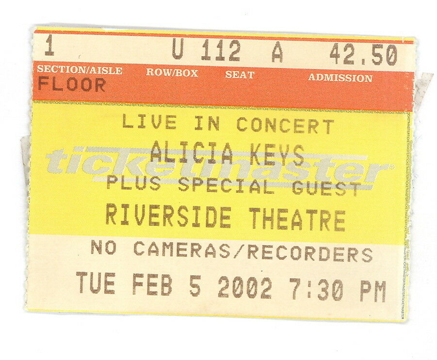 Alicia Keys 2/5/2002 Authentic Original Ticket Stub Milwaukee (508)