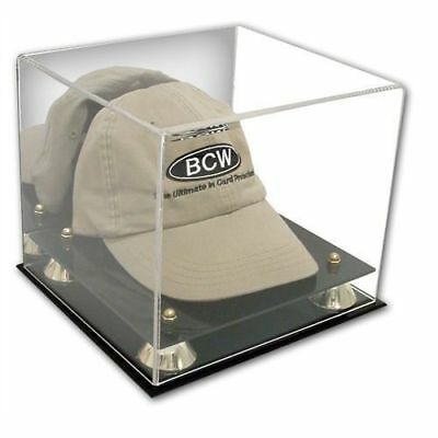 1 Baseball Cap Hat Deluxe Acrylic Mirrored Back Display Case Holder New - Baseball Hat Wall Display Case