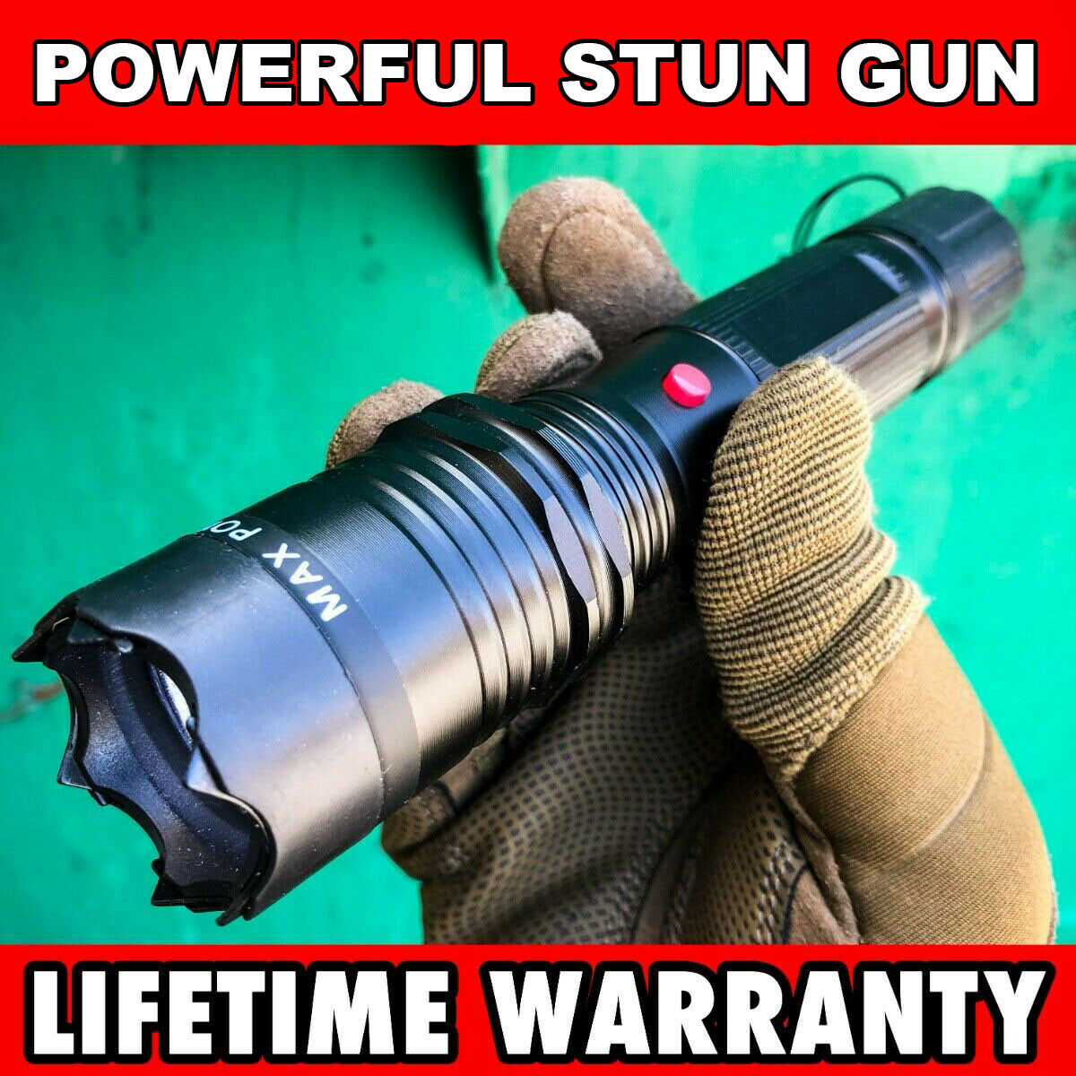 7" Military Swat Tactical 300mv Stun Gun Rechargeable Led Flashlight Black New