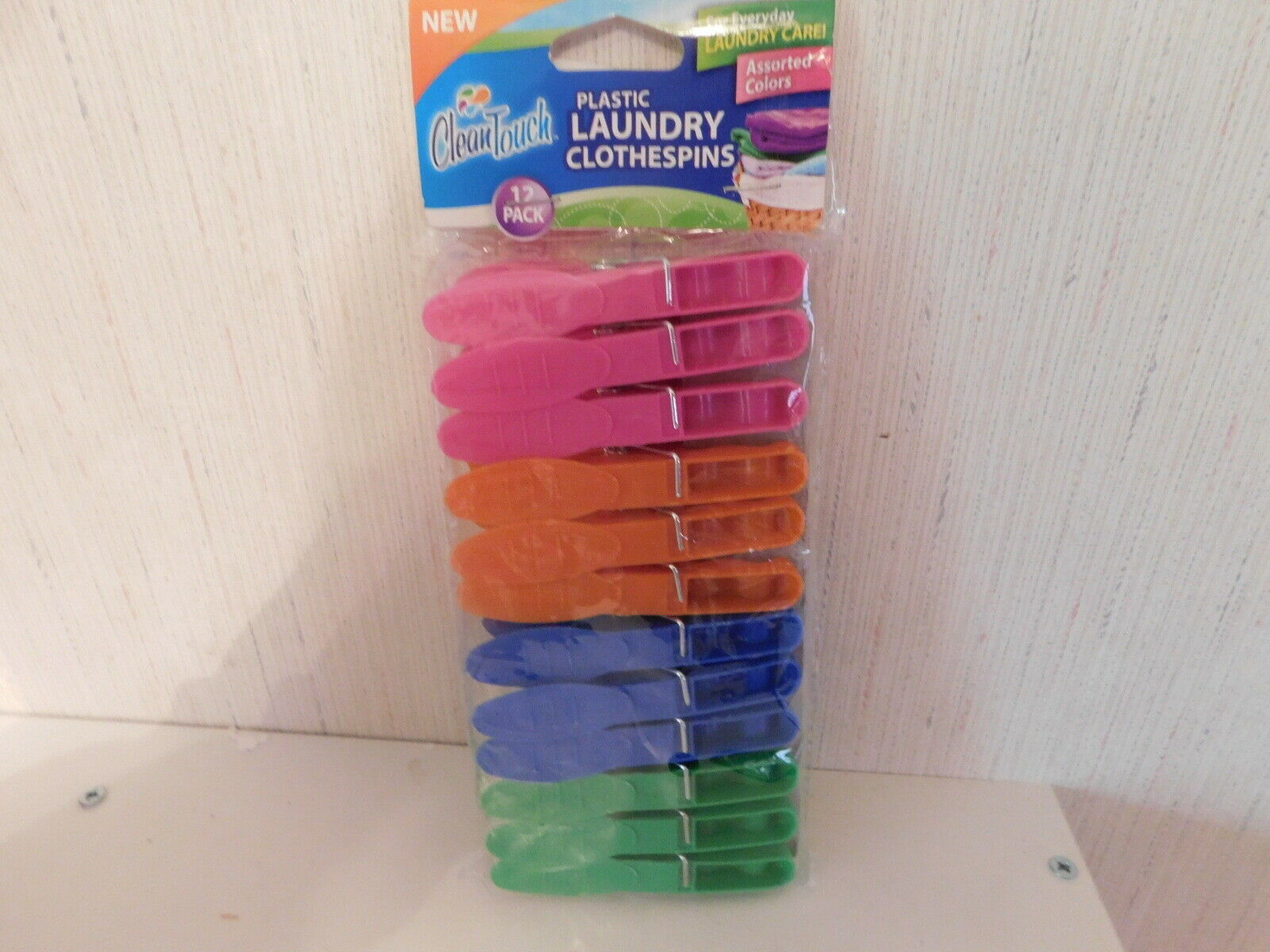 Clean Touch Plastic Laundry Color Clothespins12 Pegs 3 1/4 Inch