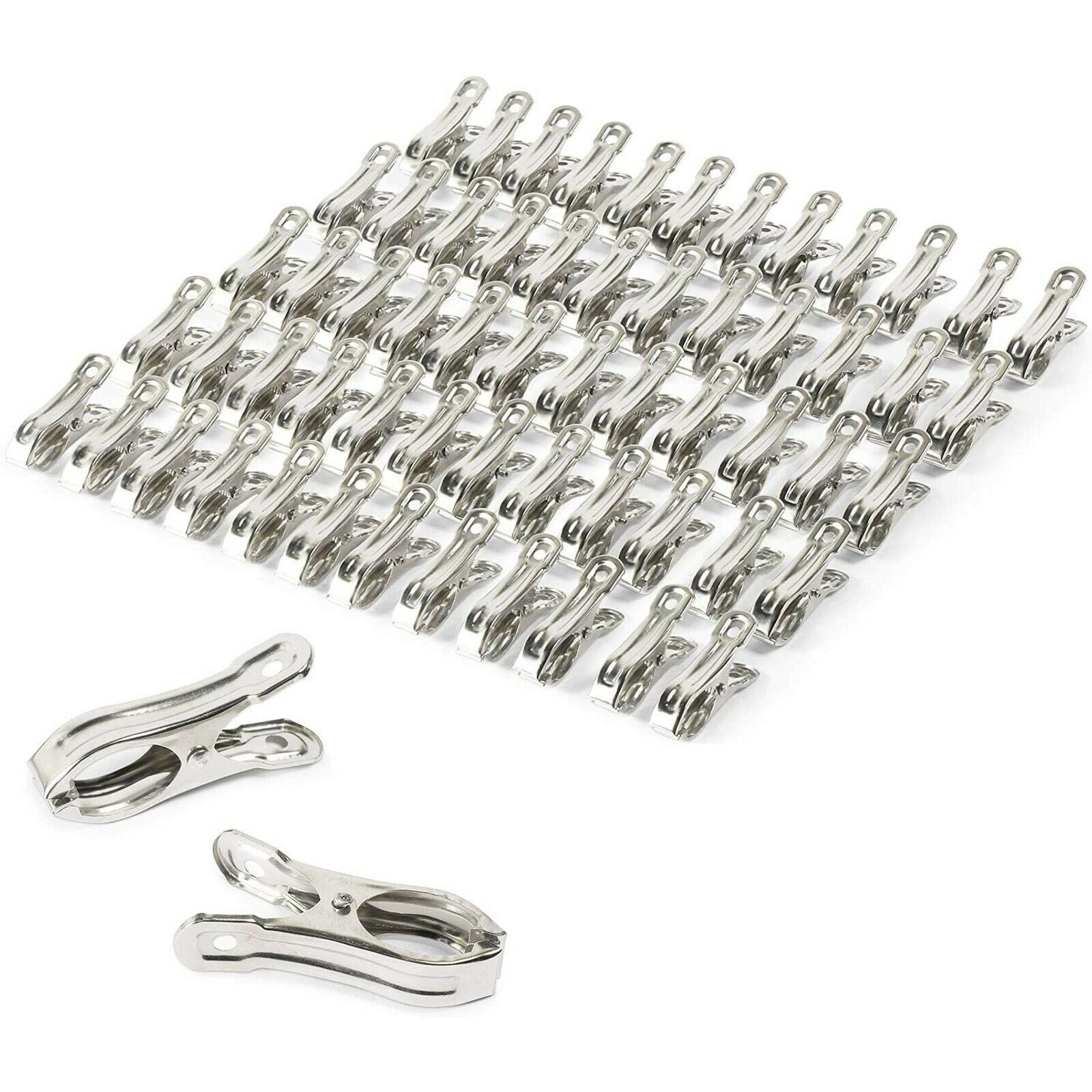 Mini Metal Clothespin Clips, Stainless Steel (2 Inches, 60 Pack)
