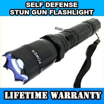 Metal Military Stun Gun 499 Mv Tactical Rechargeable Led Flashlight + Case New