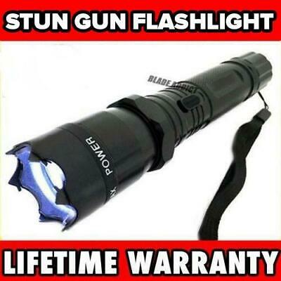 Metal Military Stun Gun 999 Million Volt Rechargeable Led Flashlight + Case New