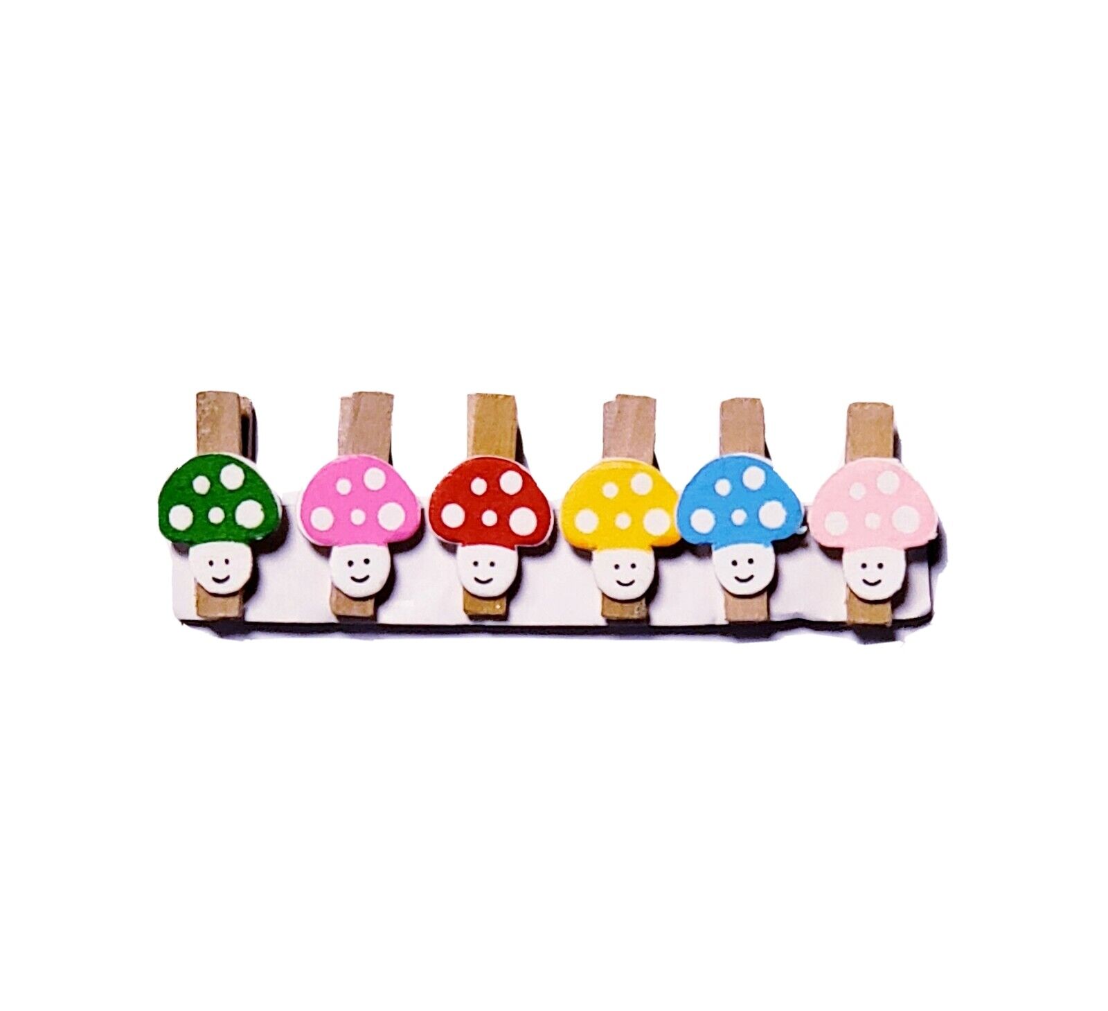 Pack Of 6 Multicolored Cute Mini Mushroom Clothespins For Photos And Decor