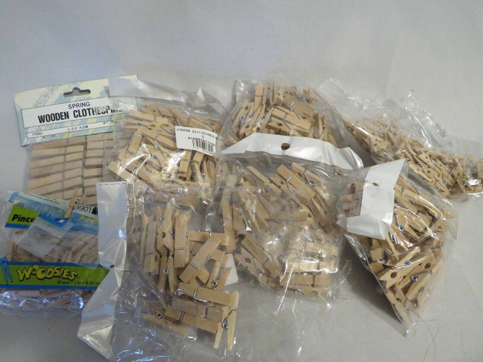 Lot Miniature Craft Wooden Clothes Pins Metal Springs Dolls 3 Sizes New