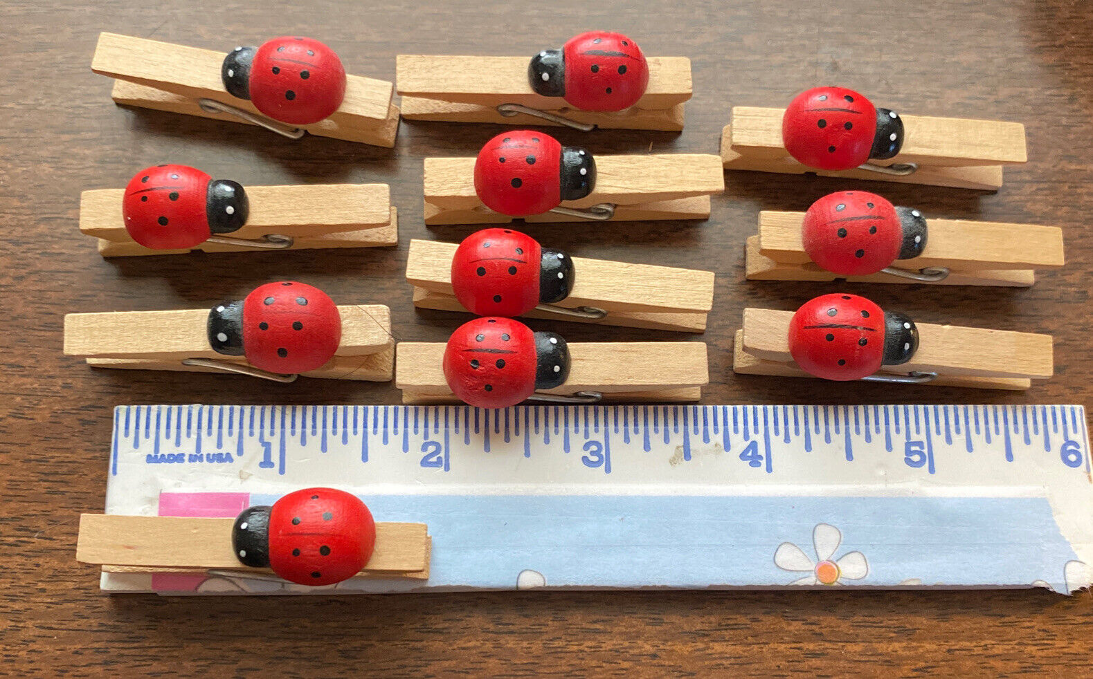 11 Ladybug Mini Clothes Pins