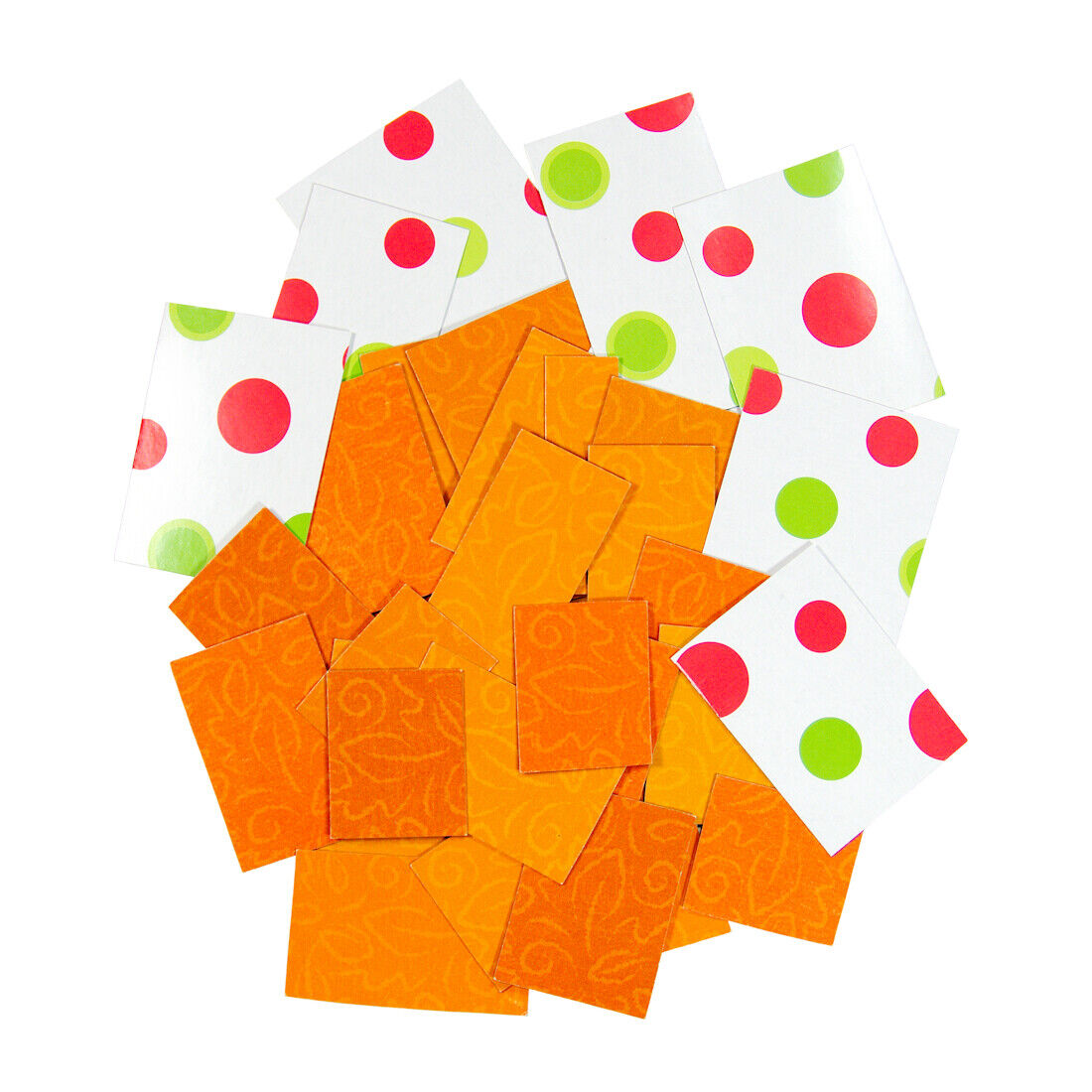 Bulk Scrapbook Rectangle Patterned Cardboard Shapes Polka Dot Orange Leaves Mix