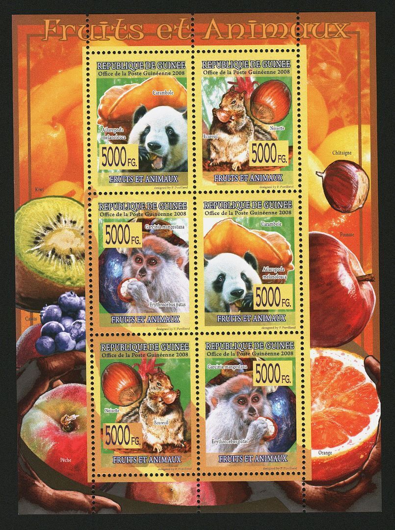Guinea 2008 Stamps Sheet Fruit And Animals Mnh #14404