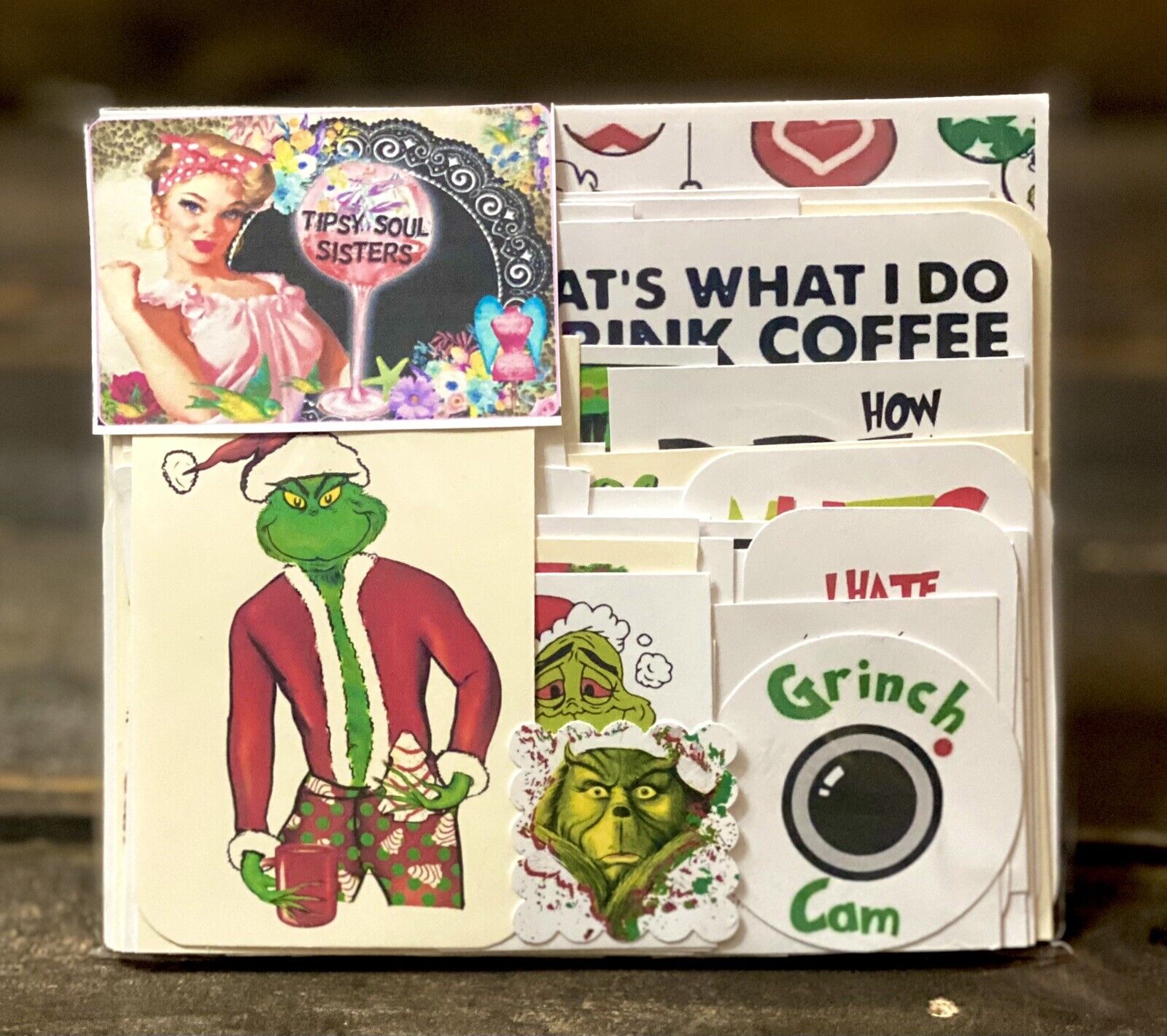 Naughty Grinch Bag 1 Collection Of 60 Junk Journal Sassy Saying & Graphics
