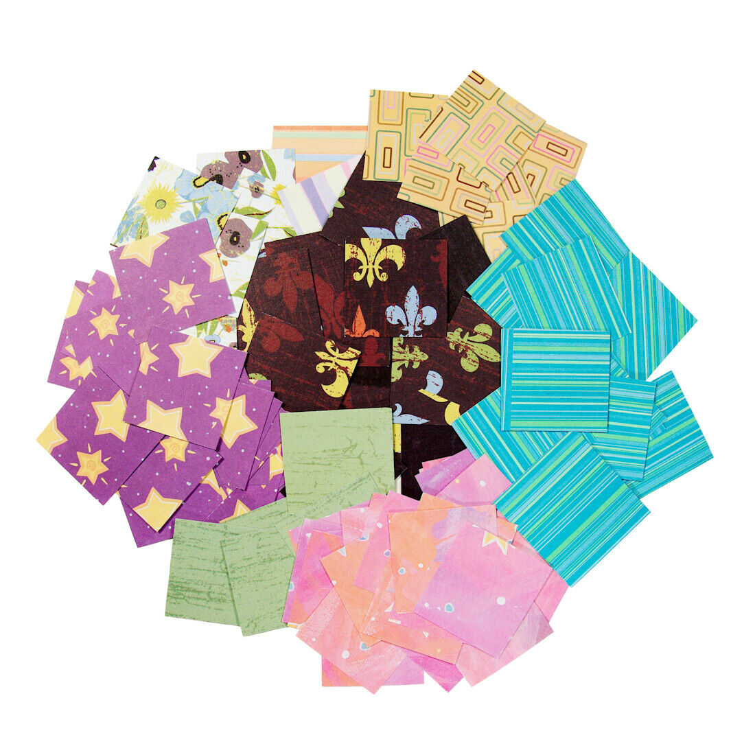 Bulk Scrapbook Craft Paper Scraps Pre-cut Square Rectangle Shapes Mixed Patterns