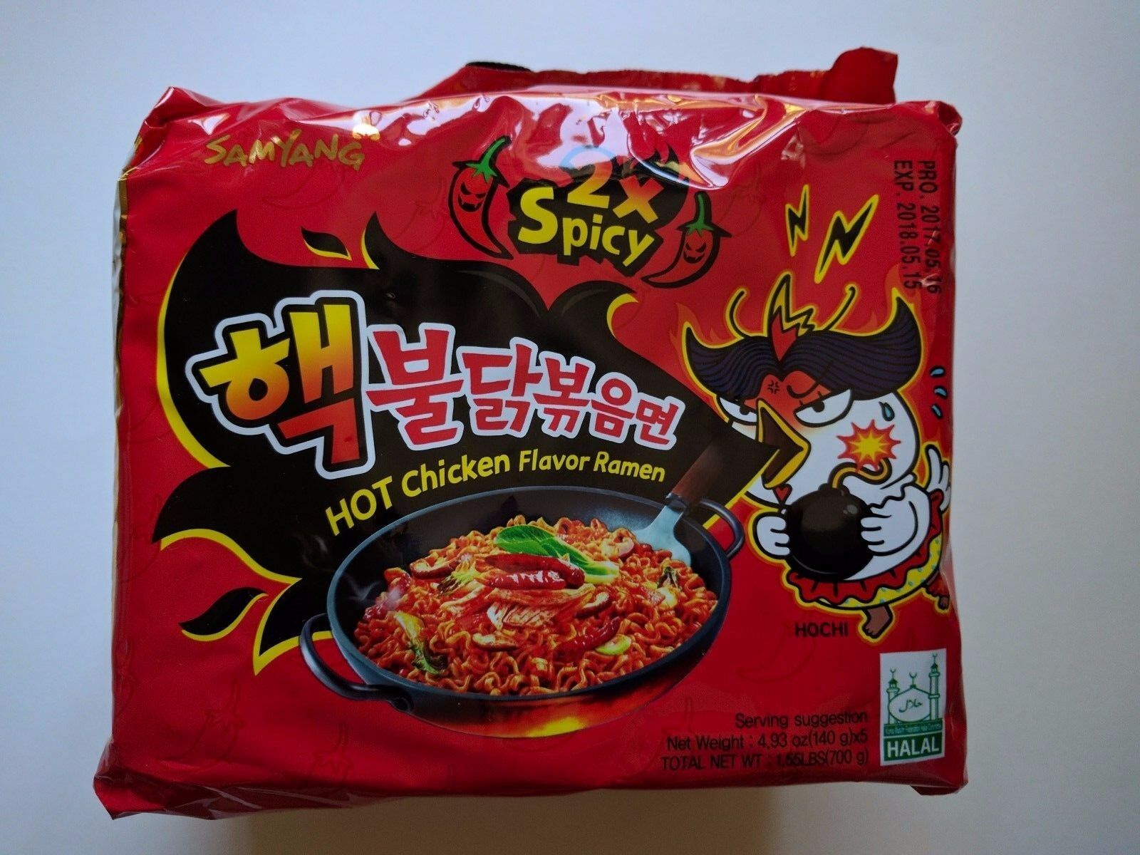 1, 2, 5 Packs Samyang 2x Spicy Hot Chicken Korean Ramen Fire Noodle Challenge