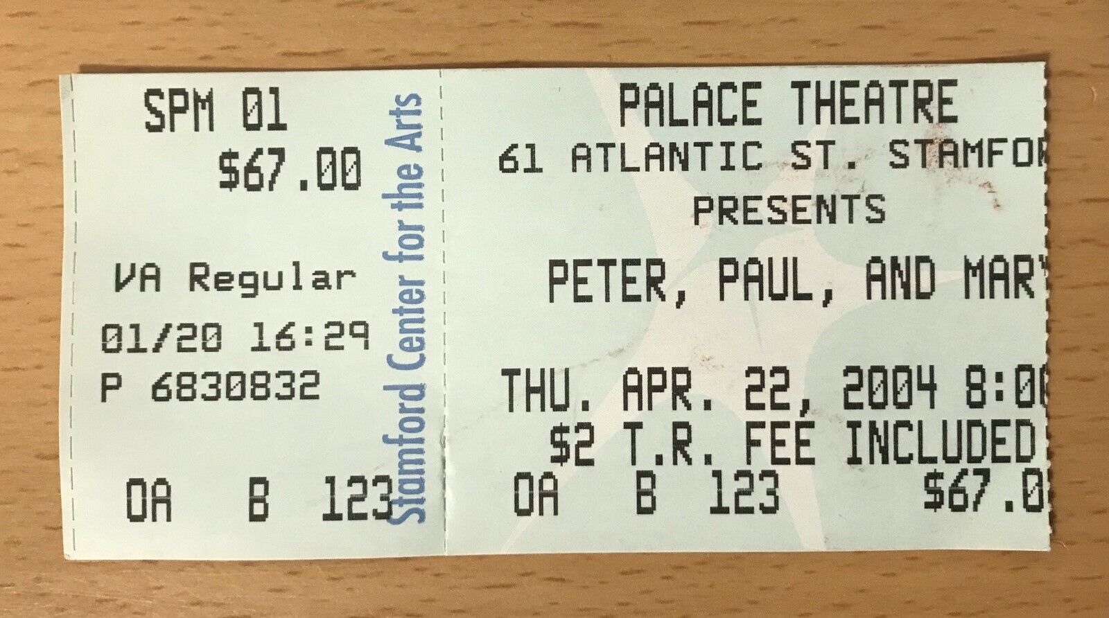 2004 Peter, Paul, & And Mary Stamford Ct.  Concert Ticket Stub If I Had A Hammer